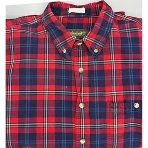 Timberland Weathergear Long Sleeve Button Down Shirt Men's XL Red & Blue Plaid
